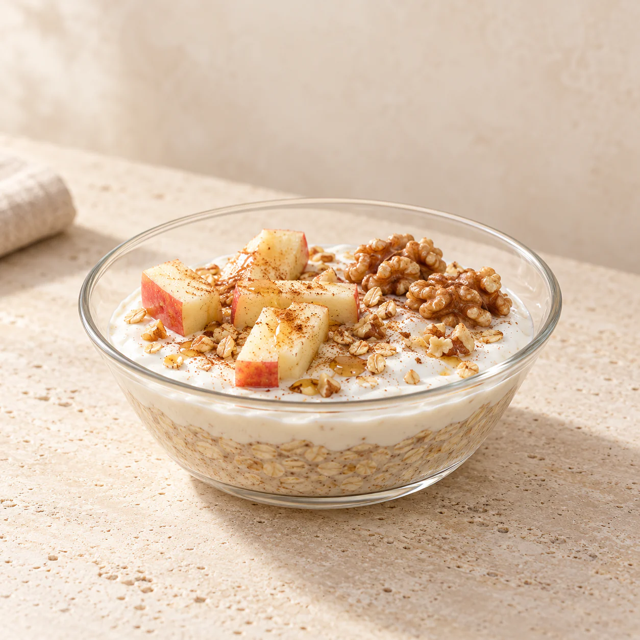 Apple Cinnamon Overnight Oats, plated