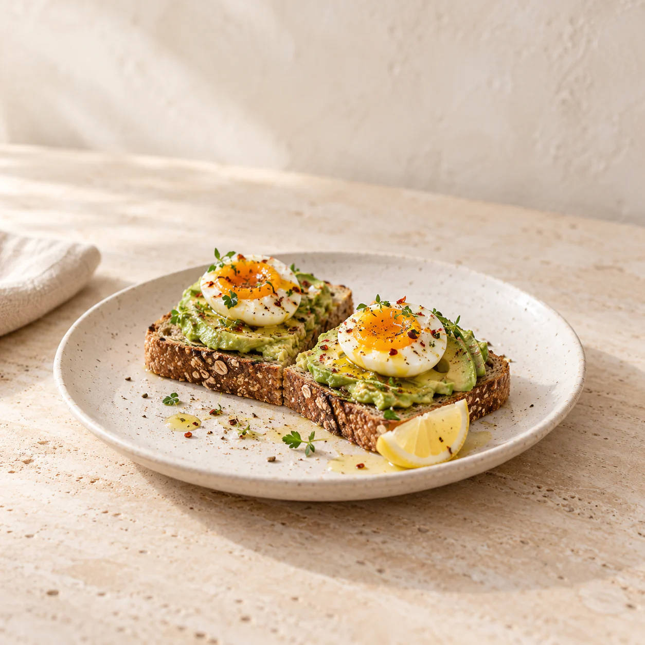 Avocado & Egg Toast, plated