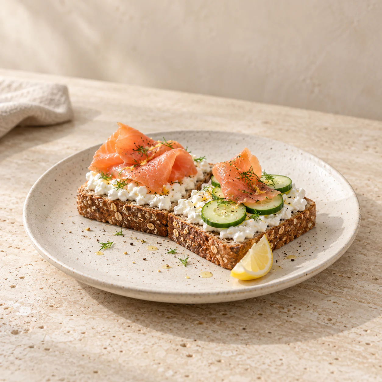 Smoked Salmon Cottage Toast, plated