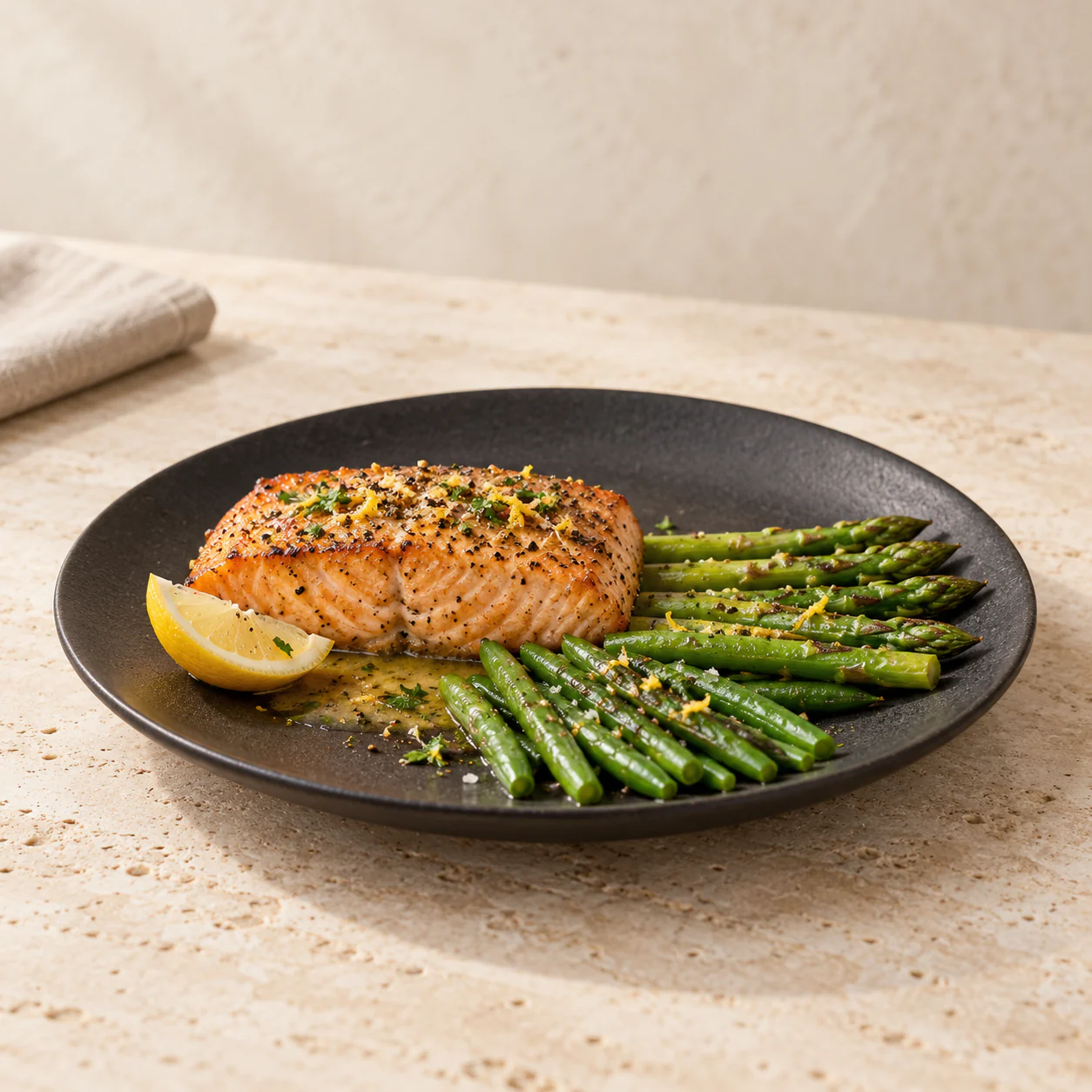 Lemon Pepper Salmon & Greens, plated