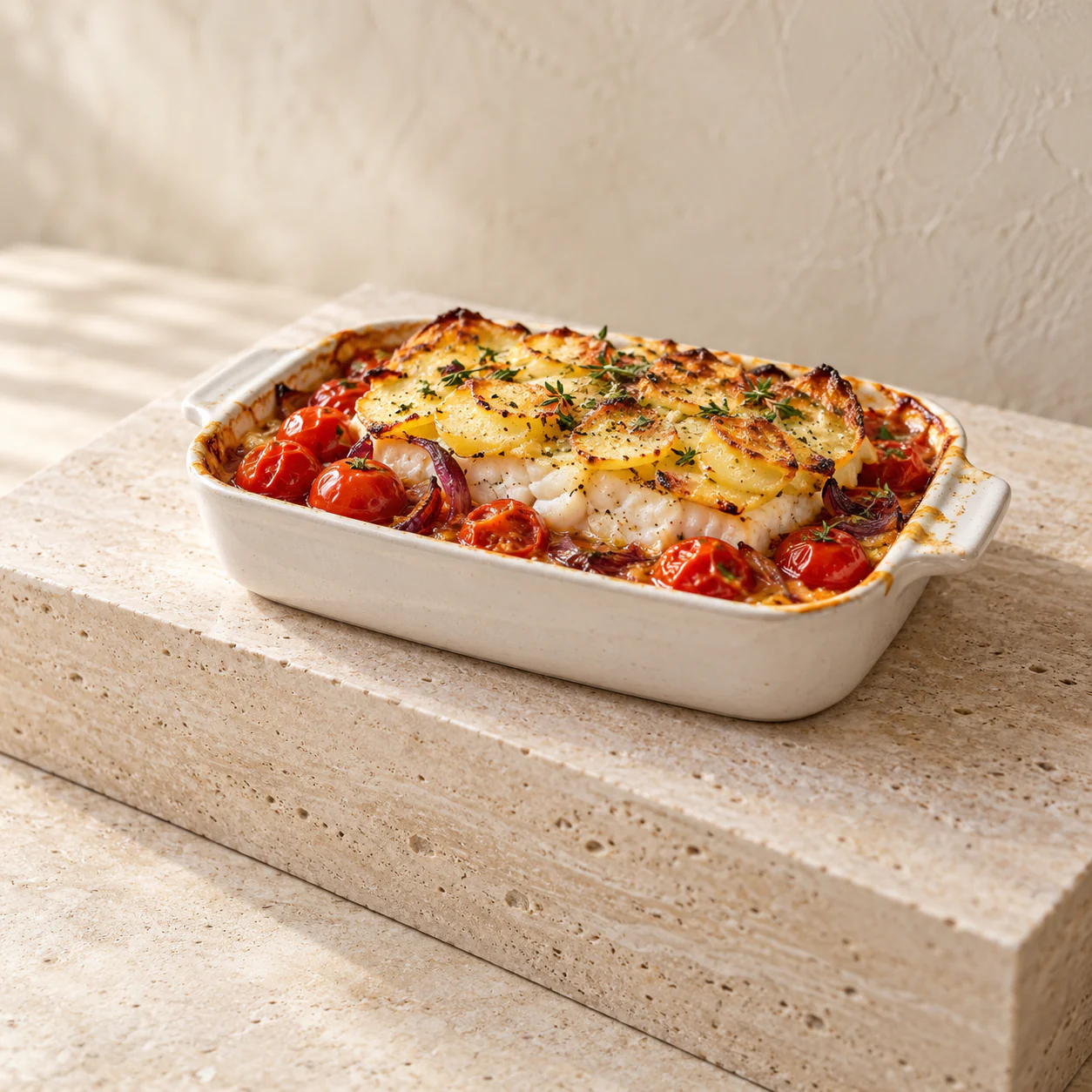 Cod & Tomato Bake, plated