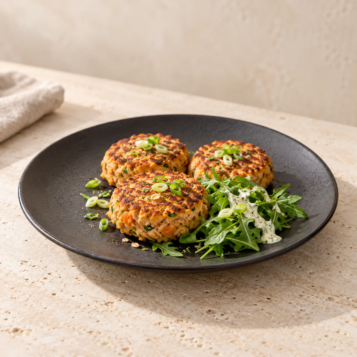 Tuna Sweet Potato Cakes, plated