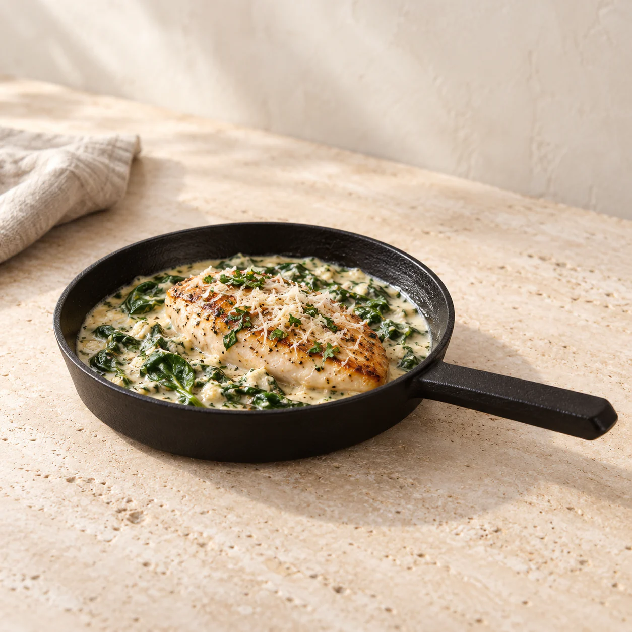 Creamy Spinach Chicken, plated