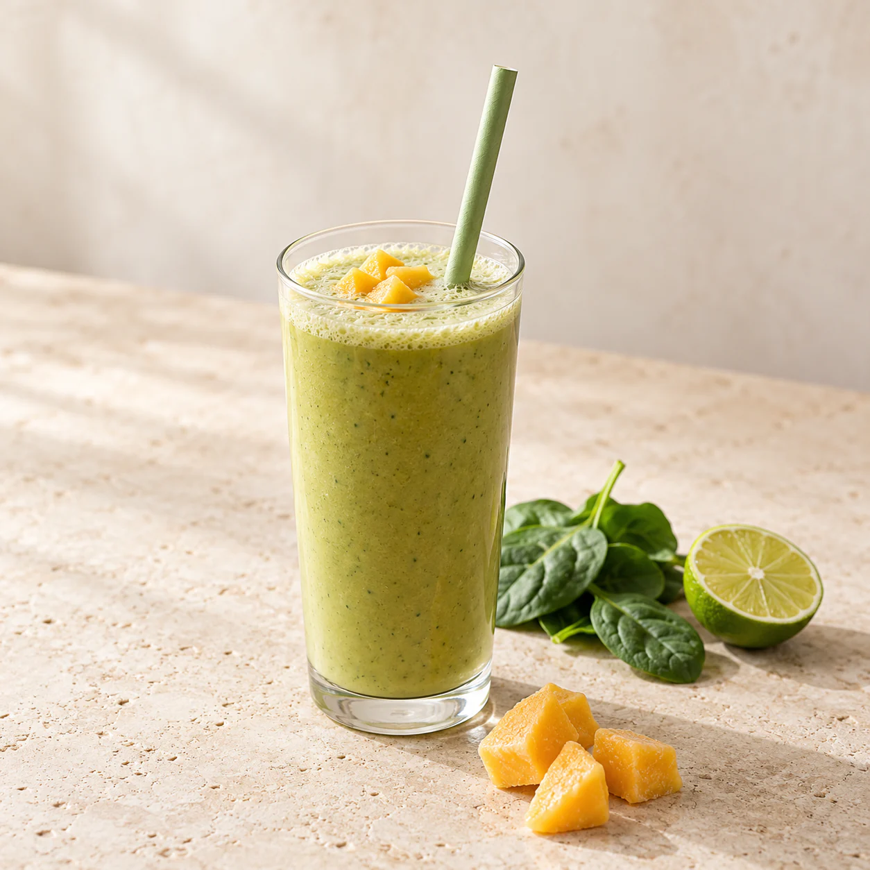 Mango Green Protein Shake, plated