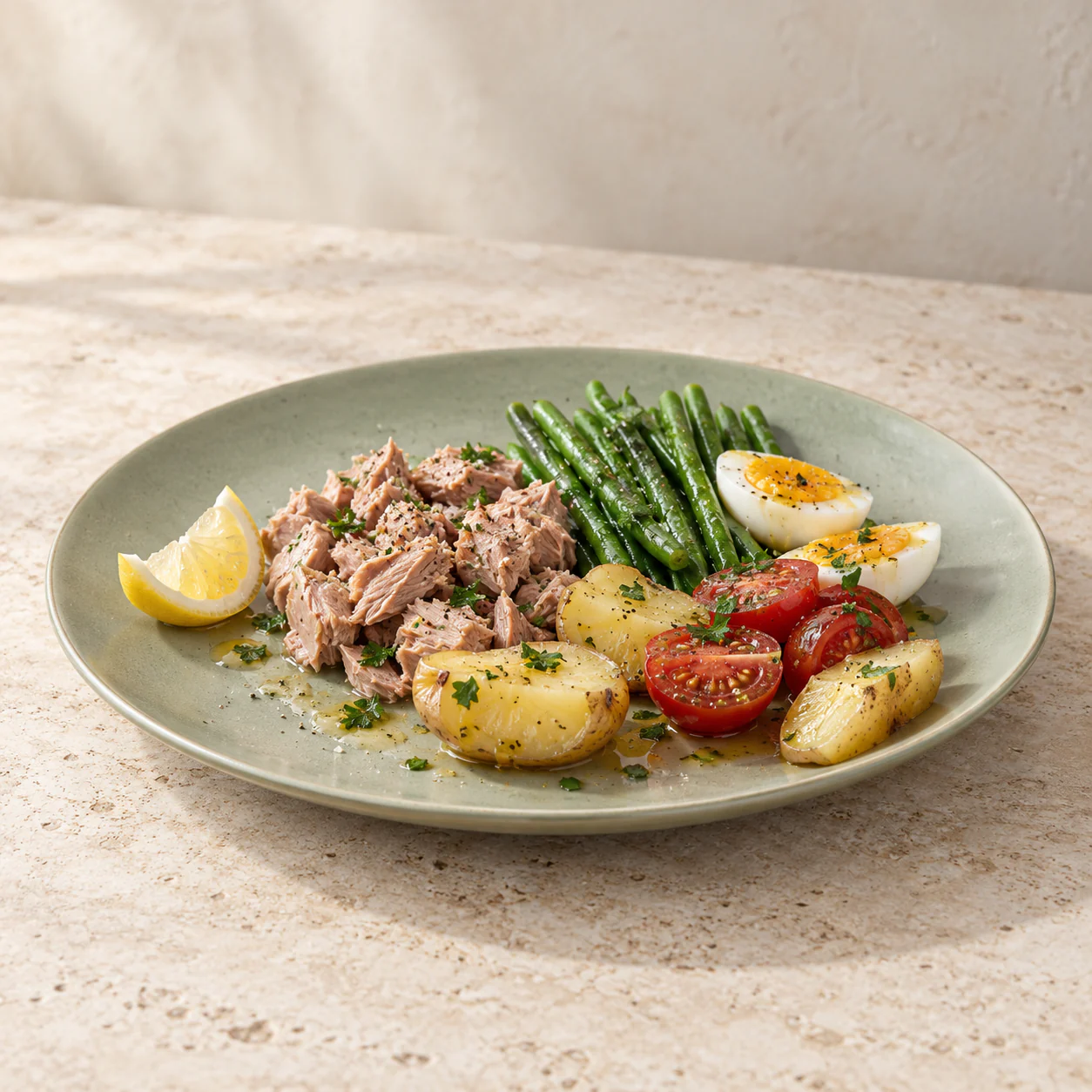 Tuna Niçoise Salad, plated