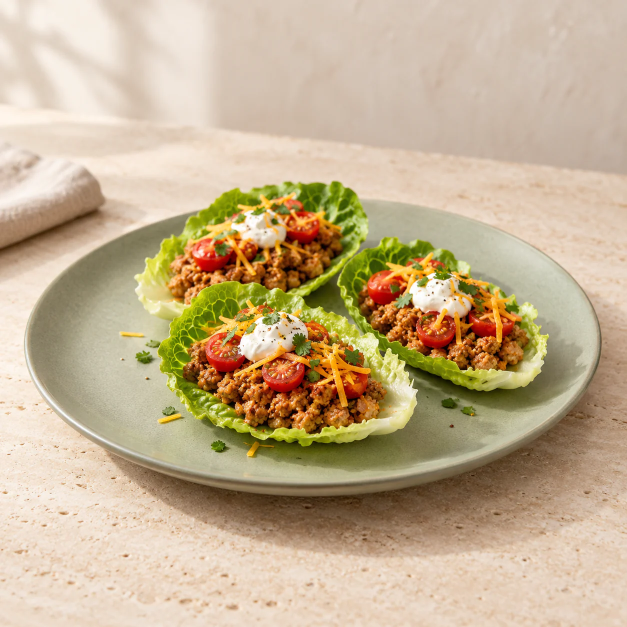 Turkey Taco Lettuce Boats, plated