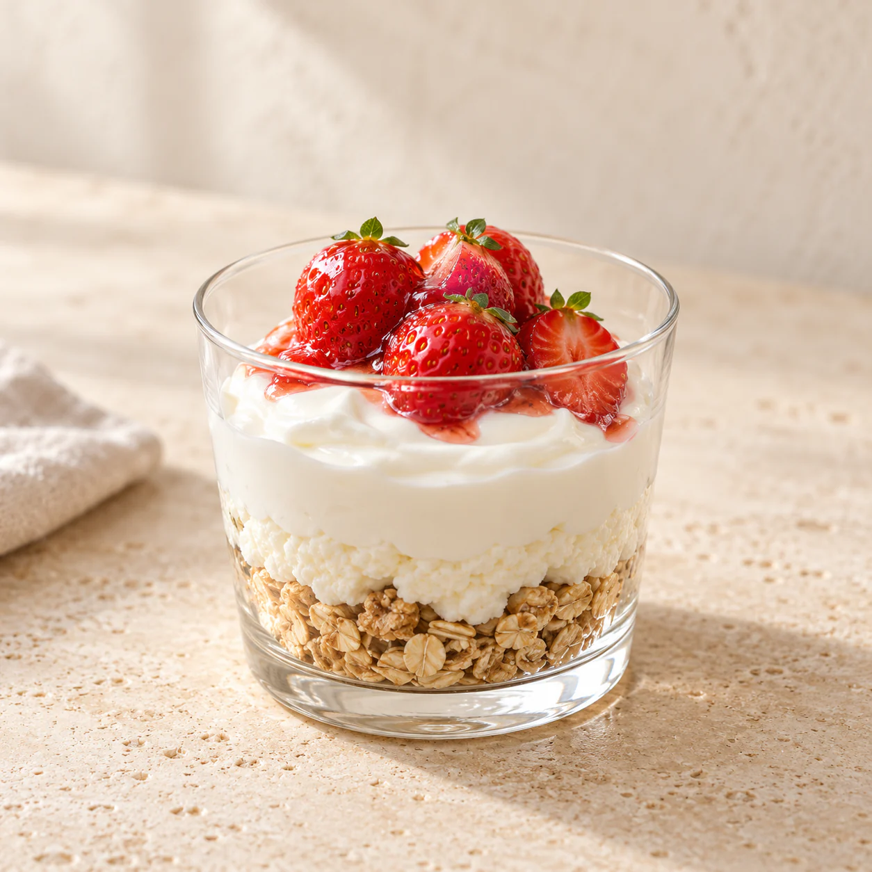 Strawberry Cheesecake Cups, plated