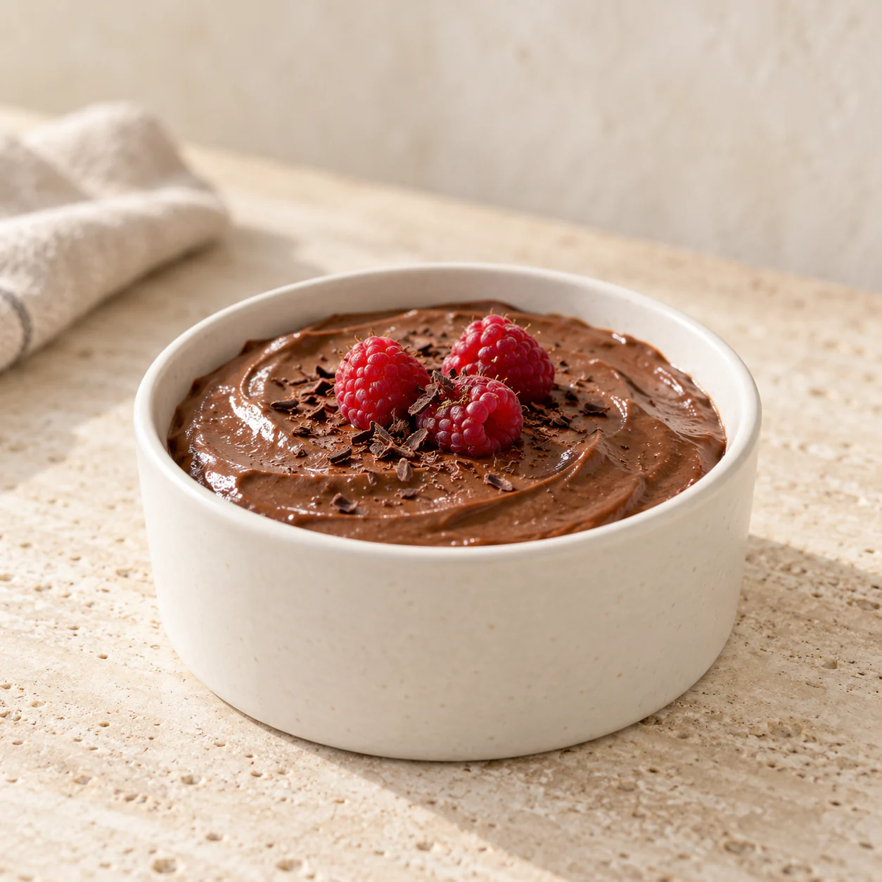 Chocolate Avocado Mousse, plated